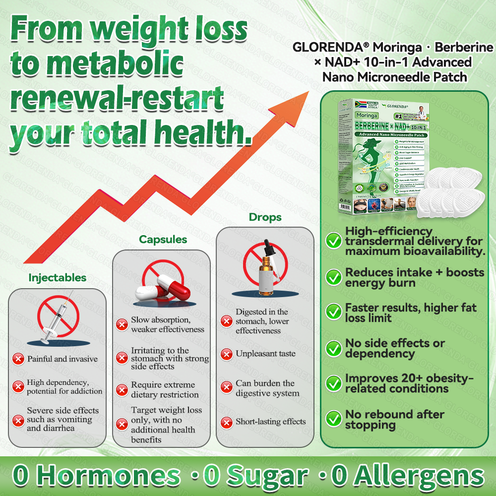 🔥 Only 10 boxes left! Get 30% off! GLORENDA® Moringa · Berberine × NAD+ 10-in-1 Patch is doctor-tested and proven safe — just 4–6 patches support weight, blood sugar, digestion, and energy with lasting results!